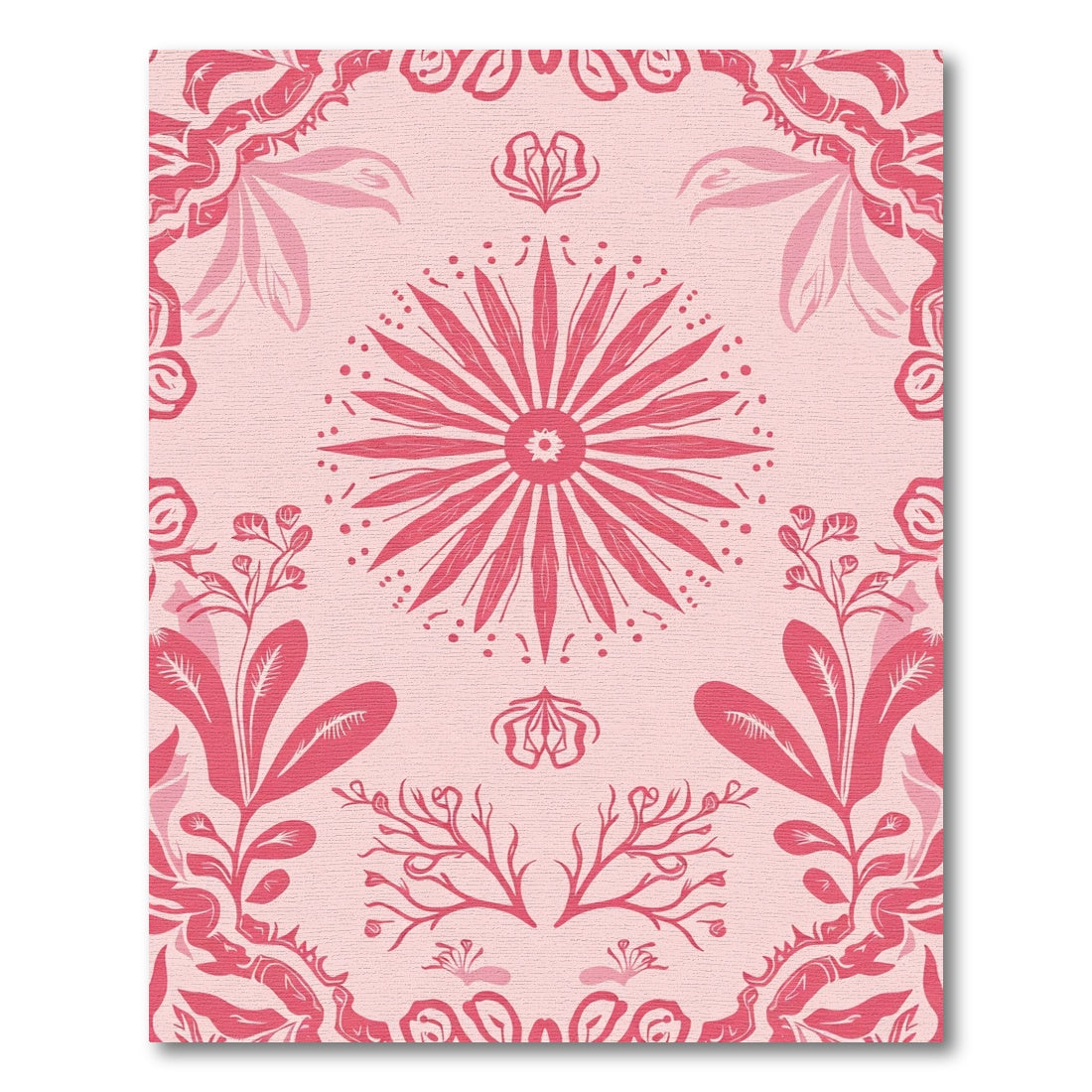 Coral Floral Mandala Garden Rug