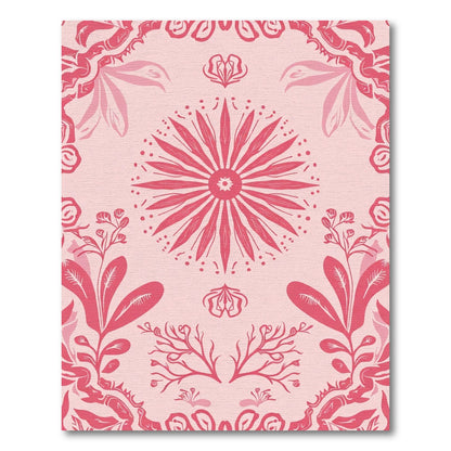 Coral Floral Mandala Garden Rug