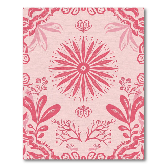 Coral Floral Mandala Garden Rug