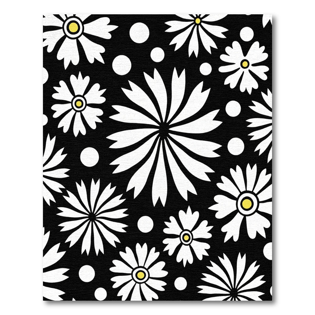 Bold Black White Daisy Circles Rug
