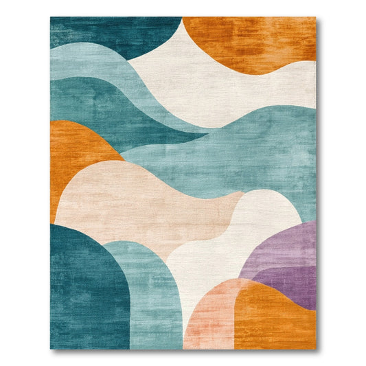 Multi-color and Patterns Abstract Area Abstract Wave Multi-Color Area Rug