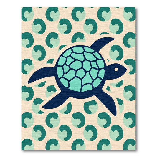 Dark Blue Turtle Aqua Circles Rug