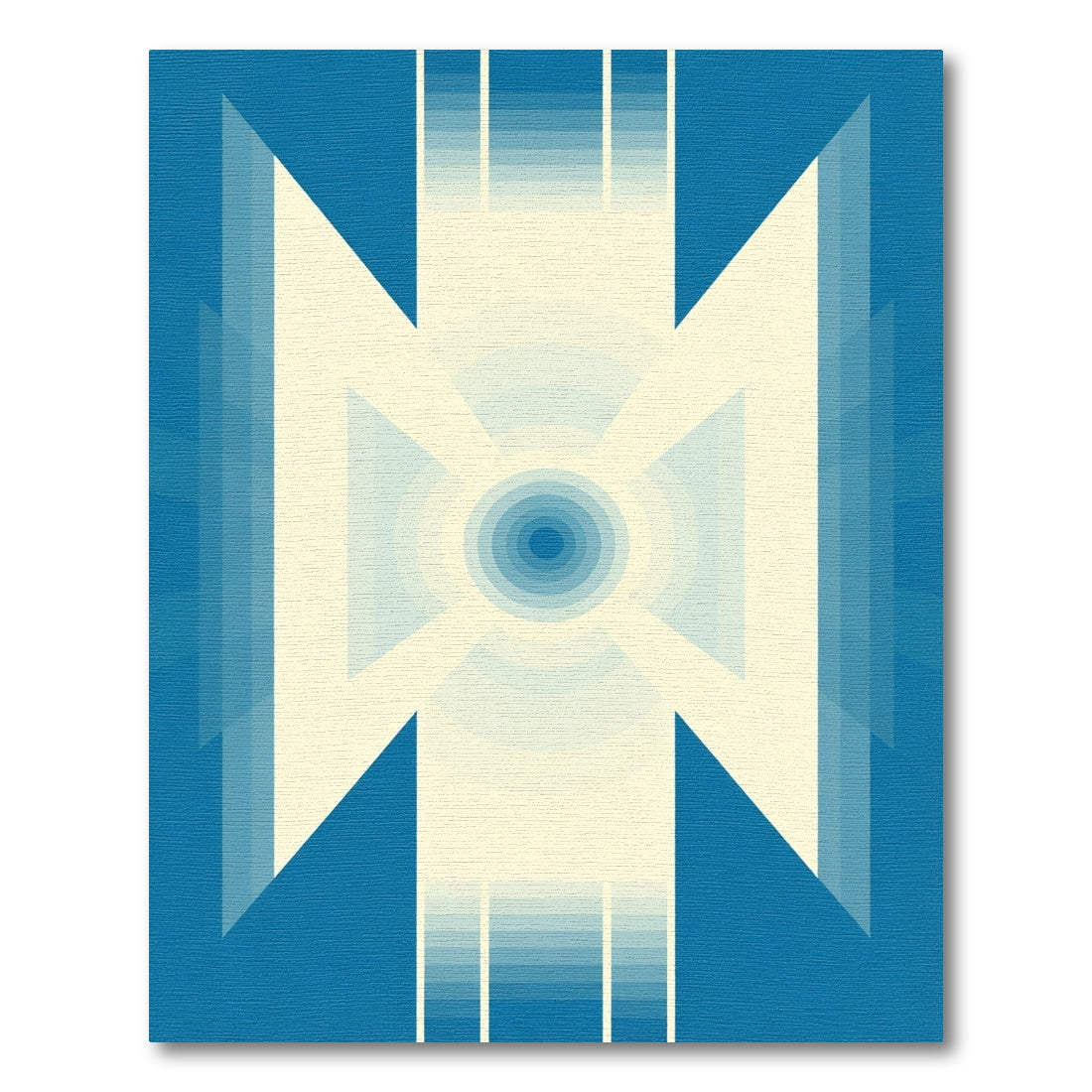 Deep Blue Gradient Geometric Sunburst Rug