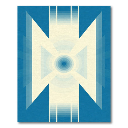 Deep Blue Gradient Geometric Sunburst Rug
