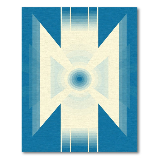 Deep Blue Gradient Geometric Sunburst Rug
