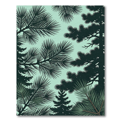 Deep Forest Evergreen Pine Needle Pattern Rug