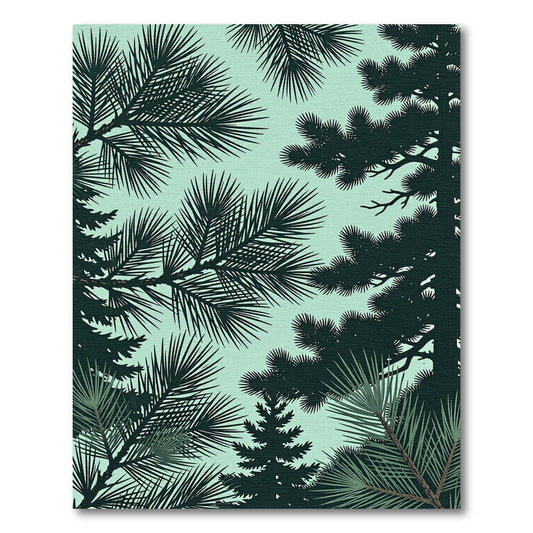 Deep Forest Evergreen Pine Needle Pattern Rug