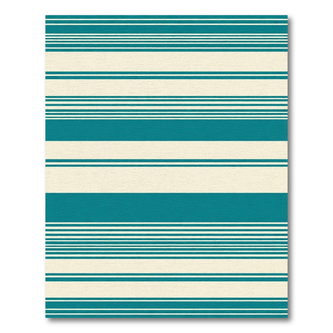 Teal Cream Horizontal Stripe Rug