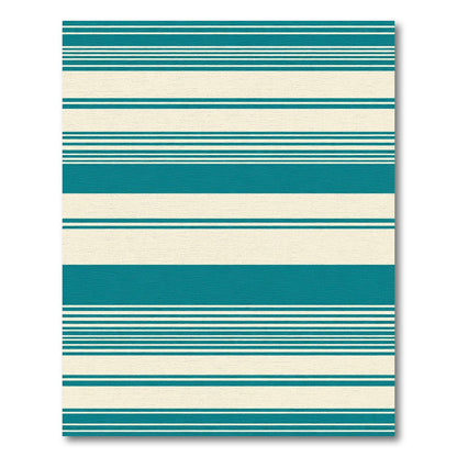 Teal Cream Horizontal Stripe Rug