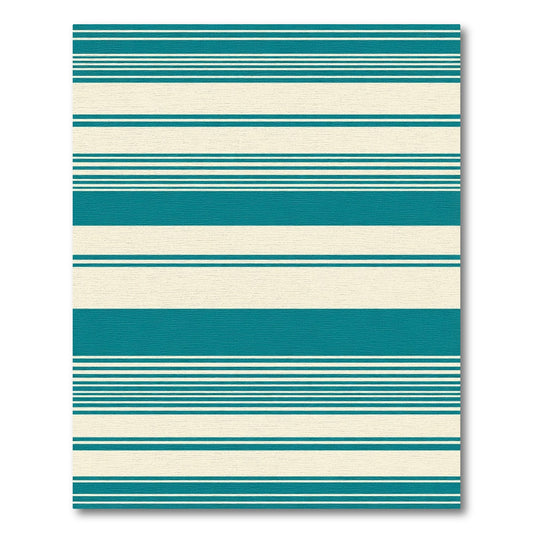 Teal Cream Horizontal Stripe Rug