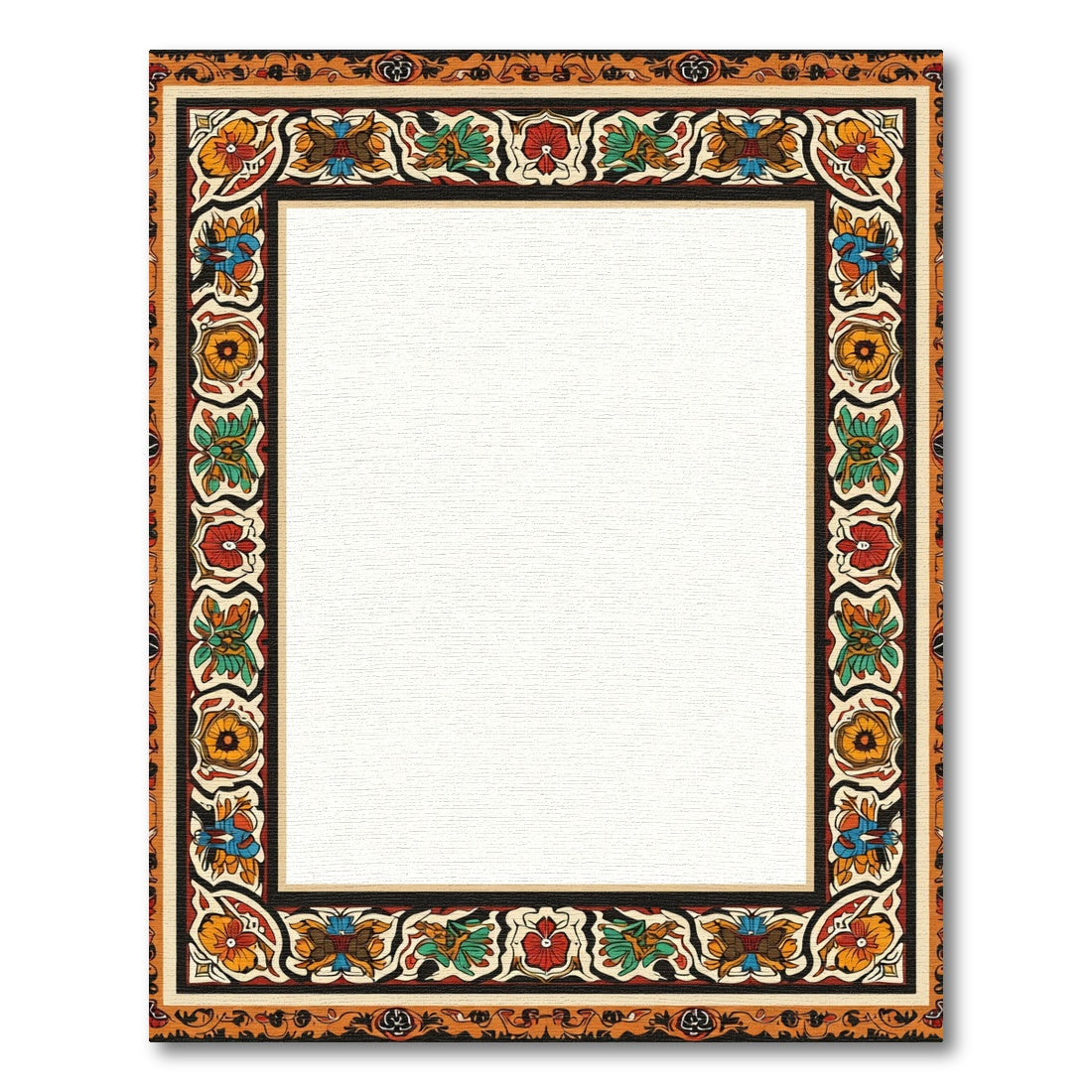Vibrant Floral Medallion Border Rug