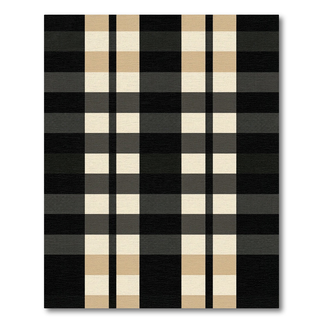 Classic Black Beige Plaid Blanket Rug