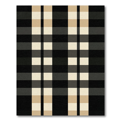 Classic Black Beige Plaid Blanket Rug