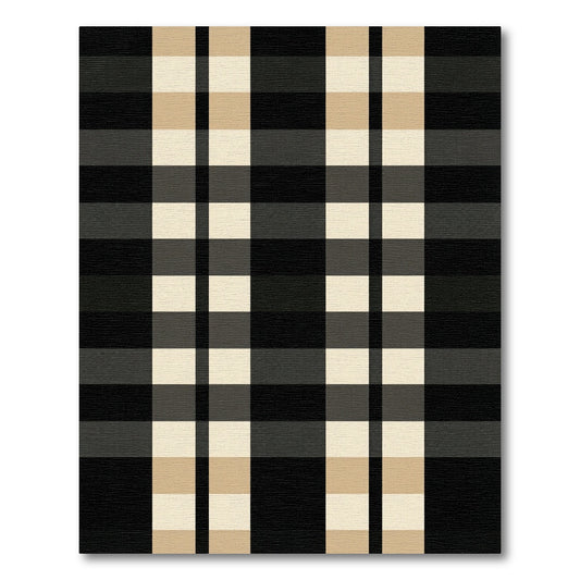 Classic Black Beige Plaid Blanket Rug