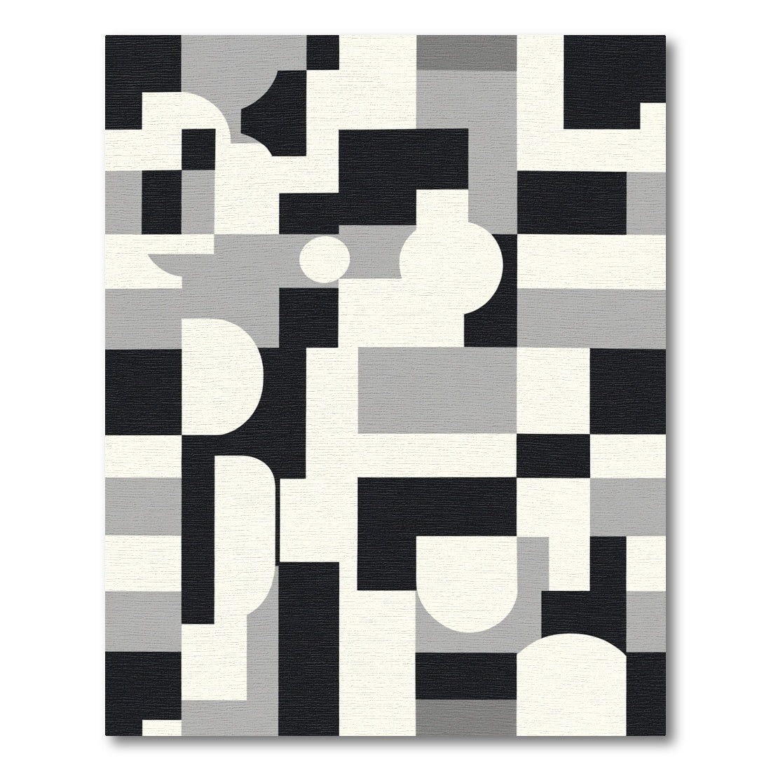 Black White Gray Geometric Abstract Rug