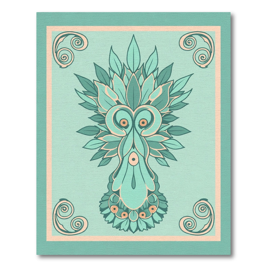 Mint Green Face Scrollwork Rug
