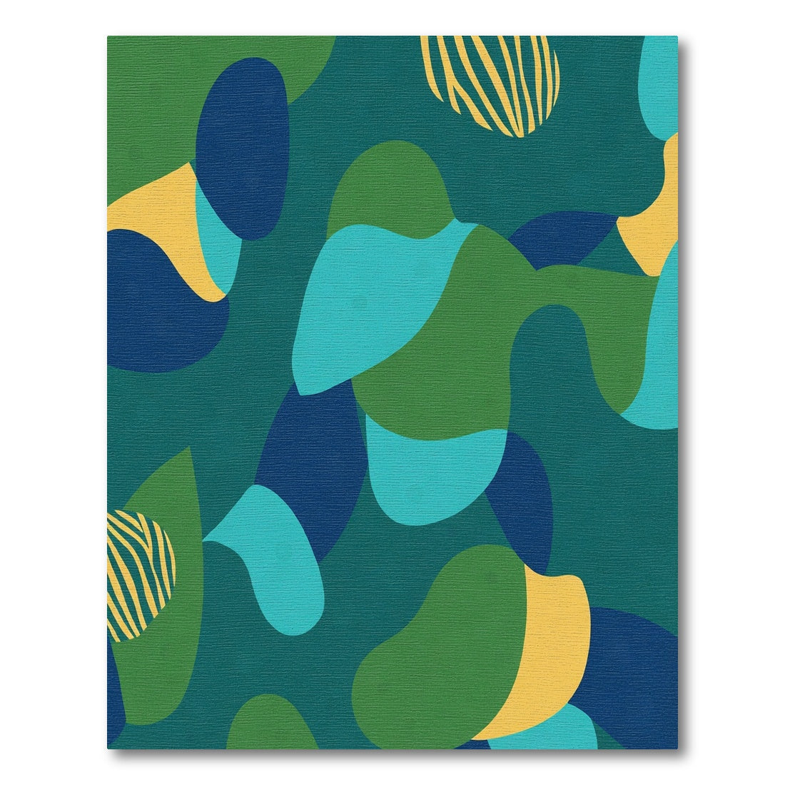 Teal Green Blue Abstract Organic Shapes Rug