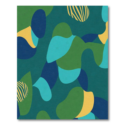 Teal Green Blue Abstract Organic Shapes Rug