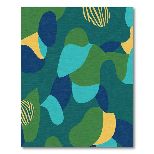 Teal Green Blue Abstract Organic Shapes Rug