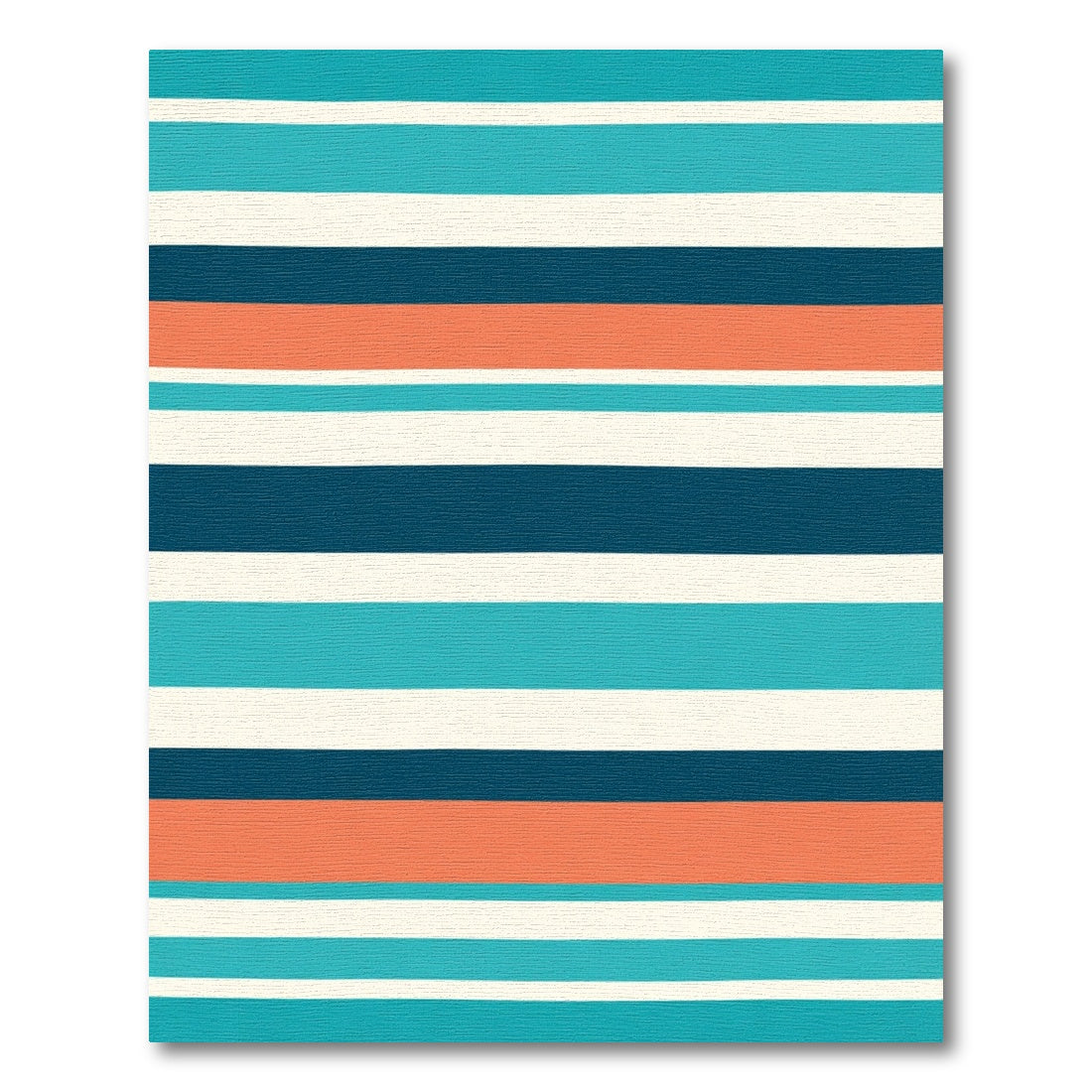 Coral Turquoise Cream Navy Stripe Rug