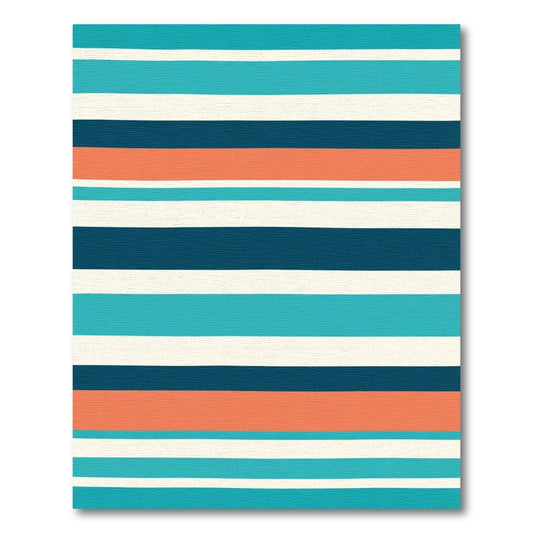 Coral Turquoise Cream Navy Stripe Rug