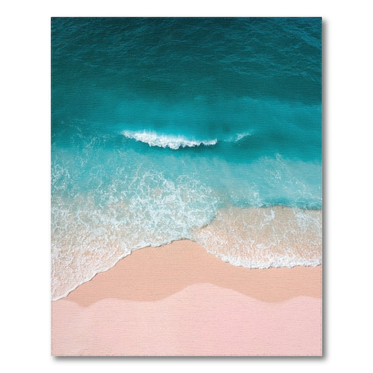 Blue Teal Coastal Wave Pink Sand Area Rug