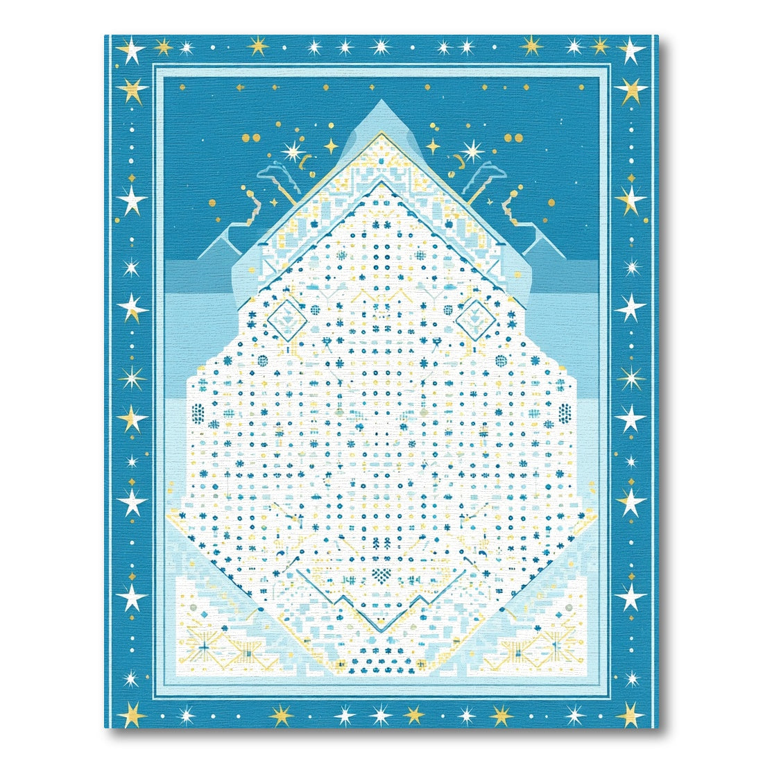 Abstract Blue Geometric Starscape Rug
