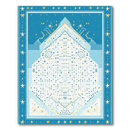 Abstract Blue Geometric Starscape Rug