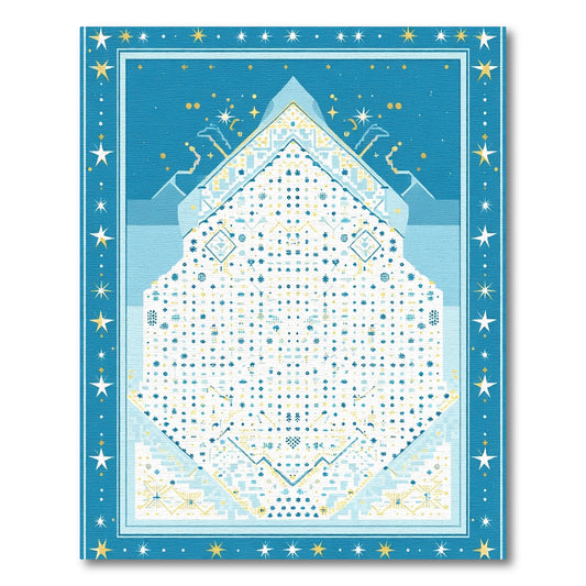 Abstract Blue Geometric Starscape Rug