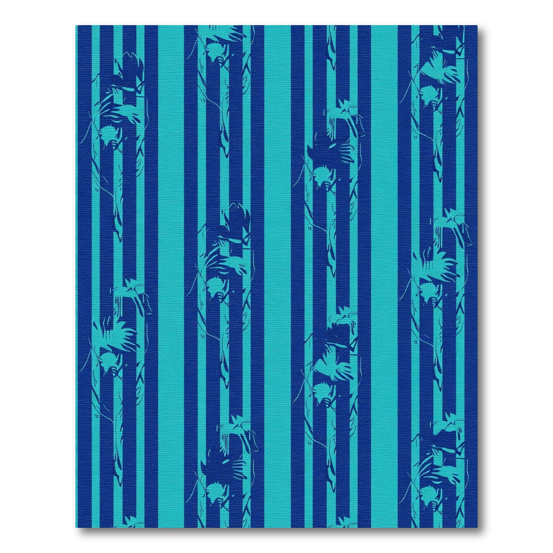 Blue Teal Striped Figural Rug