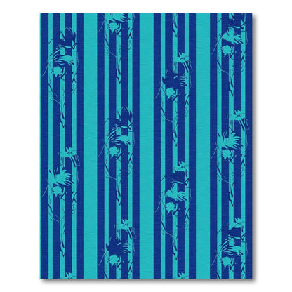 Blue Teal Striped Figural Rug