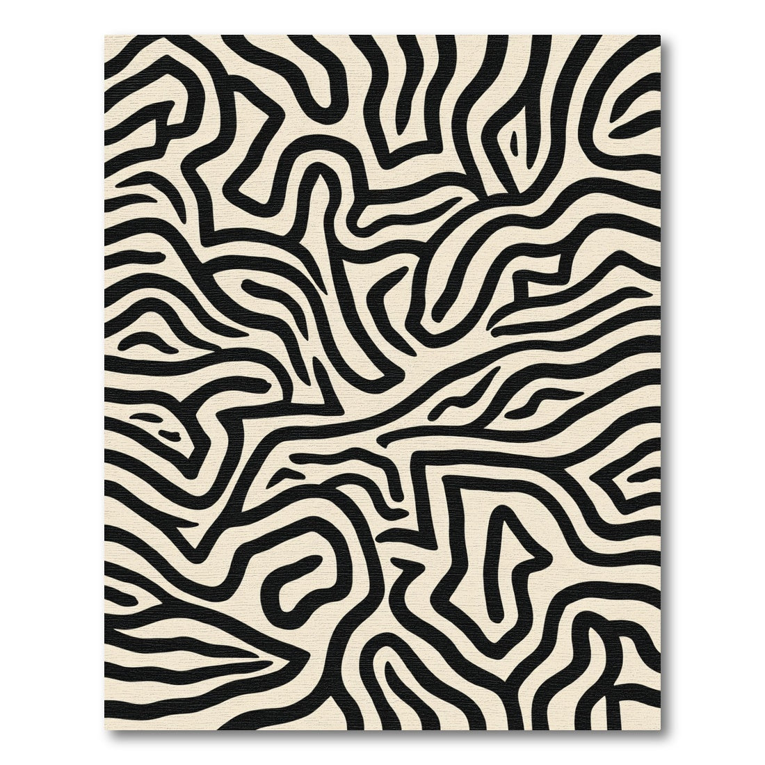 Abstract Black White Organic Flow Rug