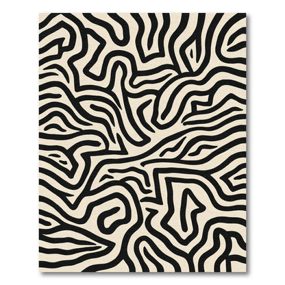 Abstract Black White Organic Flow Rug