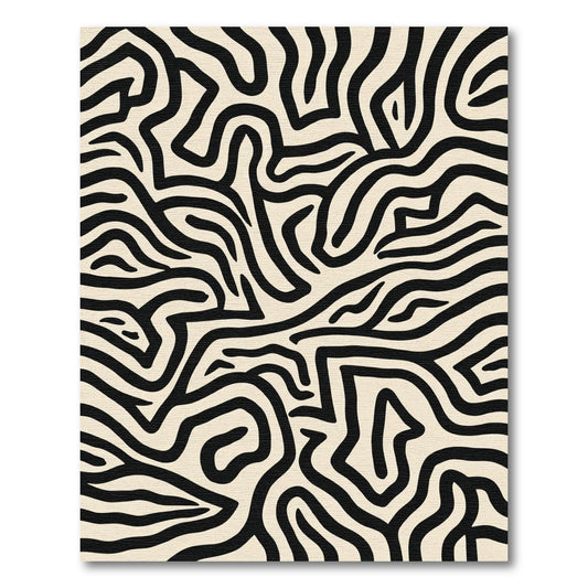 Abstract Black White Organic Flow Rug