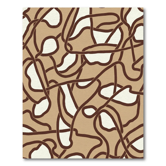 Brown Tan Abstract Intertwined Lines Rug