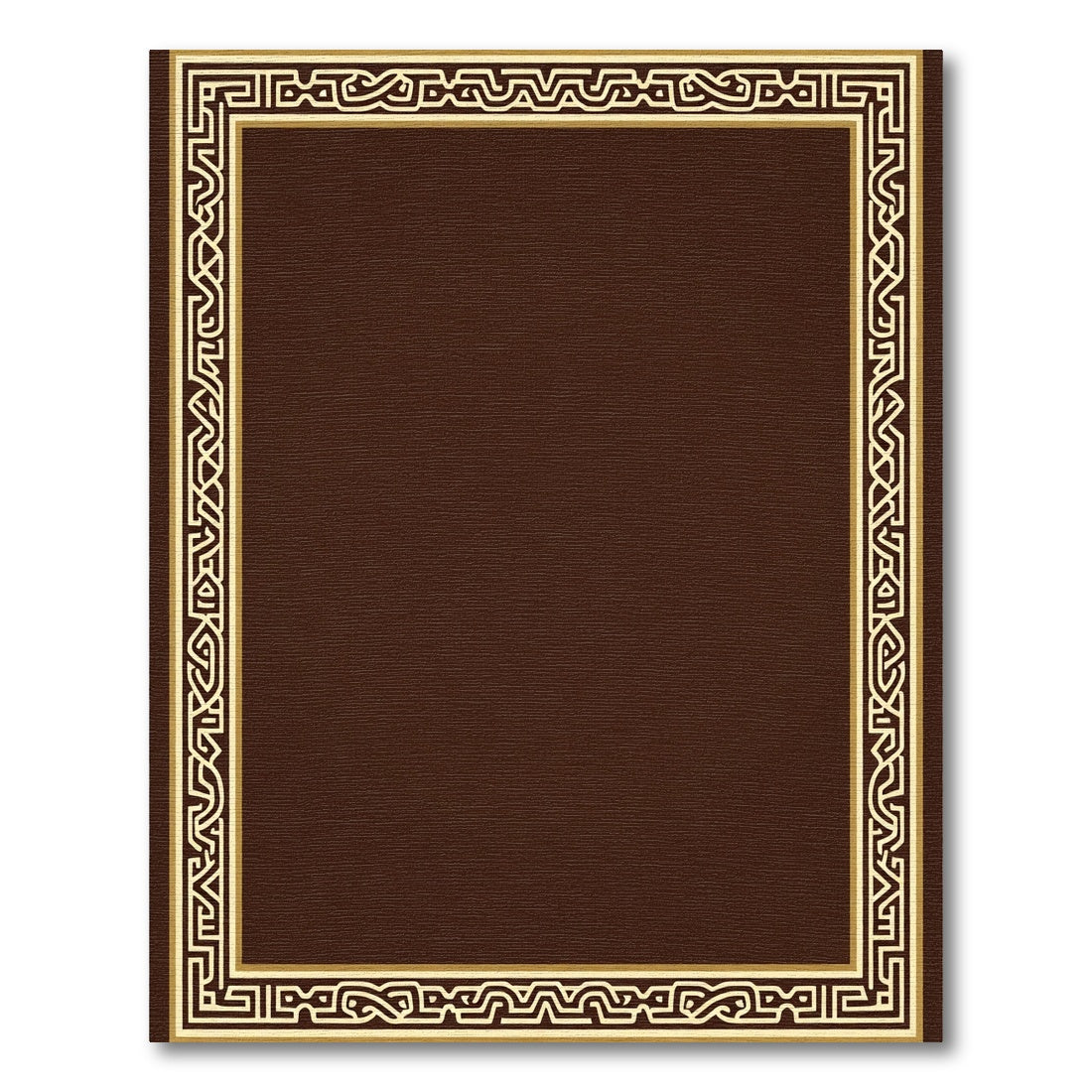 Deep Brown Geometric Scroll Frame Rug