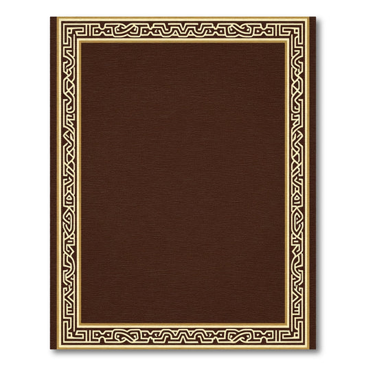 Deep Brown Geometric Scroll Frame Rug