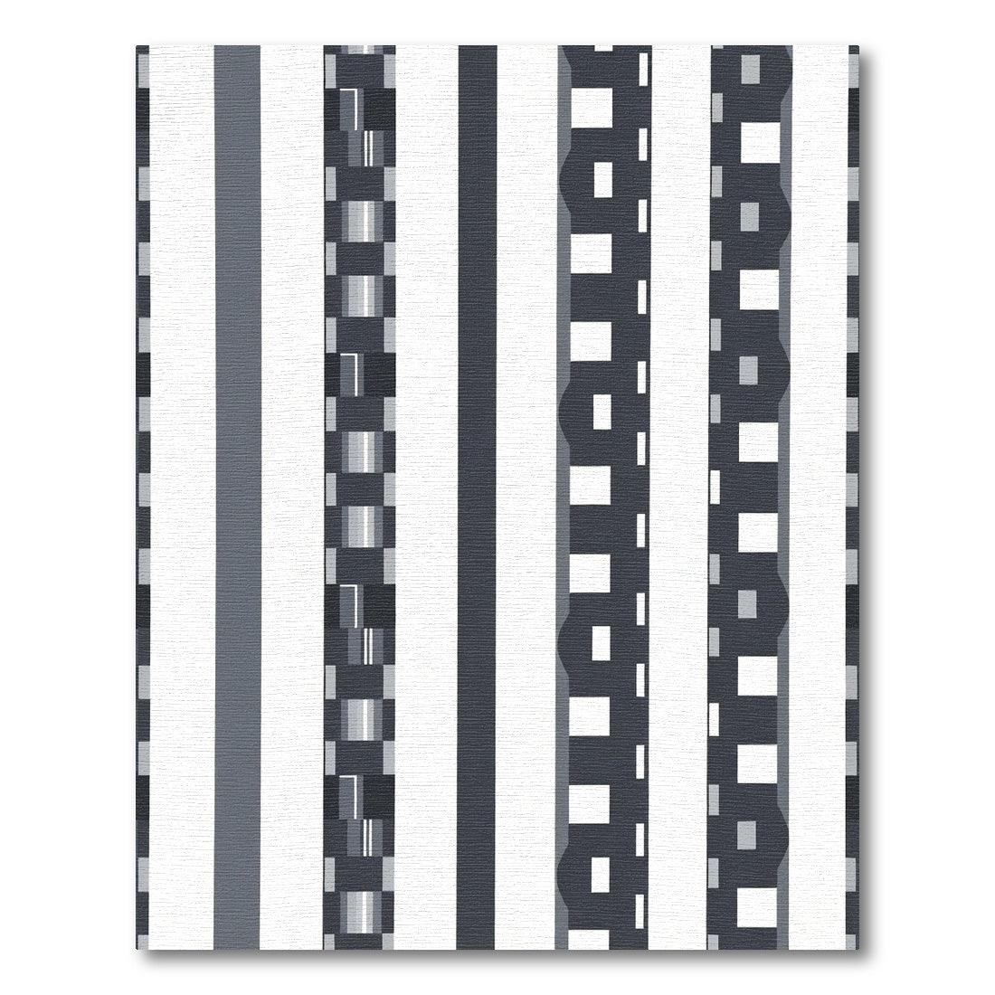 Modern Gray White Abstract Stripe Rug