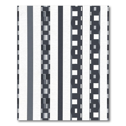 Modern Gray White Abstract Stripe Rug