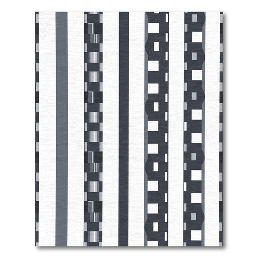 Modern Gray White Abstract Stripe Rug
