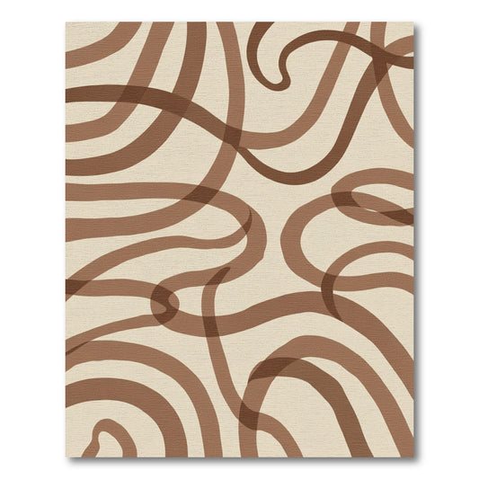 Brown Organic Swirls And Lines Rug