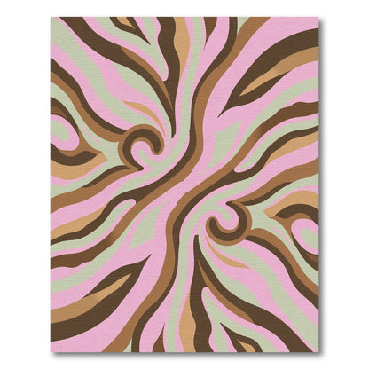 Retro Swirl Pink Brown Sage Rug