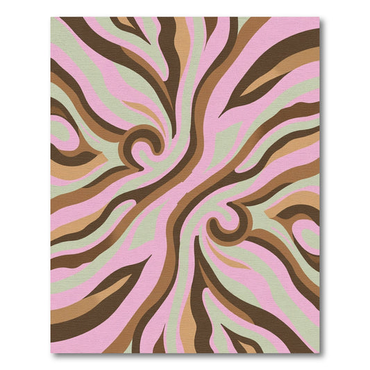 Retro Swirl Pink Brown Sage Rug