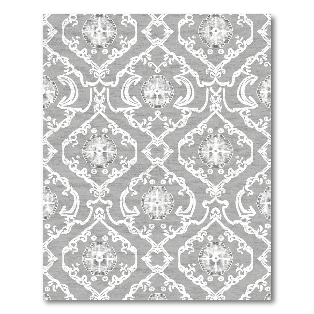 Ornate Gray White Medallion Lattice Rug