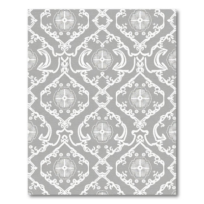 Ornate Gray White Medallion Lattice Rug