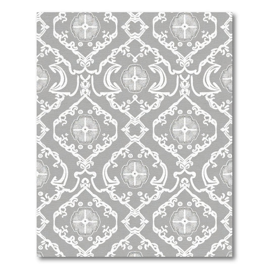 Ornate Gray White Medallion Lattice Rug