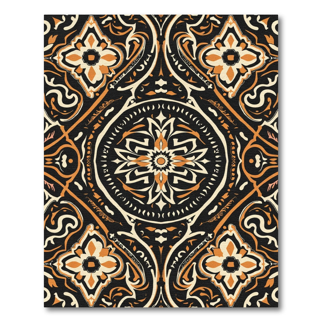 Vintage Amber Floral Medallion Rug