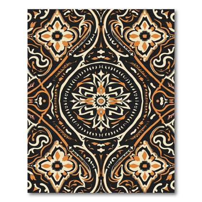 Vintage Amber Floral Medallion Rug