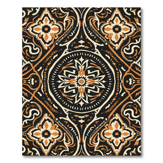 Vintage Amber Floral Medallion Rug