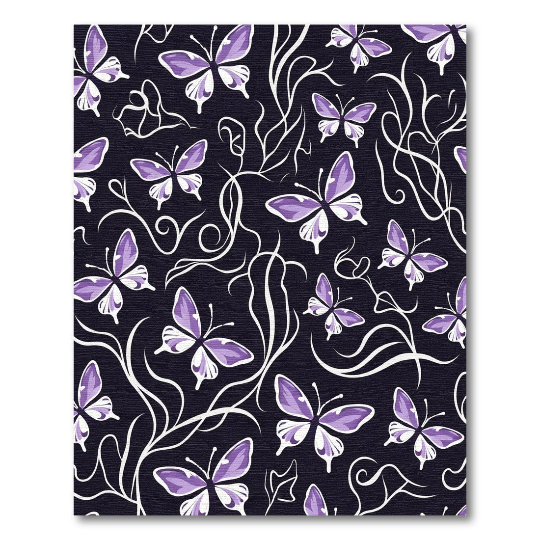 Whimsical Purple Butterfly Floral Rug